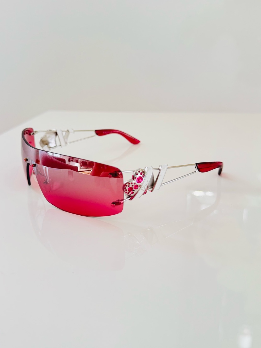 Extremely RARE 🍒 Vintage Dior heart core rimless Swarovski sunglasses - Picture 6 of 8